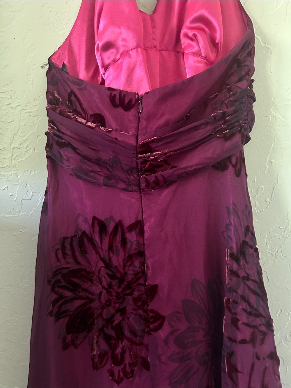 Robbie Bee Halter Dress in Plum with Black Floral Burnout - Picture 6 of 8